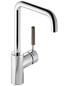 Hewi AQ basin mixer AQ1.12M1064084 Umber handle, round tube, projection 187mm, chrome-plated