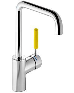 Hewi AQ basin mixer AQ1.12M1064018 senfgelb handle, round tube, projection 187mm, chrome-plated