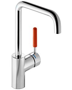 Hewi AQ basin mixer AQ1.12M1064036 coral handle, round tube, projection 187mm, chrome-plated