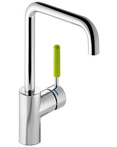 Hewi AQ basin mixer AQ1.12M1064074 handle apple green, round tube, projection 187mm, chrome-plated