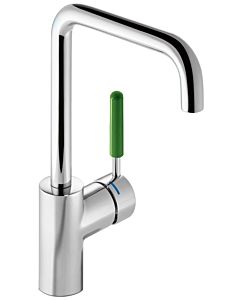Hewi AQ basin mixer AQ1.12M1064072 May green handle, round tube, projection 187mm, chrome-plated