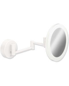 Hewi LED miroir cosmétique 950.01.26002 d= 200mm, 5x, beleuchtet , mat blanc enduit