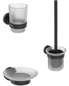 Ideal Standard IOM Accessoires Paket A9245XG Silk Black, WC-Bürste, Seifenschale, Mundspülglas