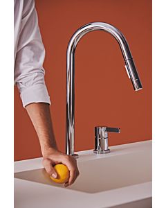 Ideal Standard Gusto kitchen 2-hole tap BD424AA chrome, with high pipe spout and pull-out 2-function hand shower