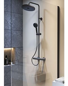 Ideal Standard Ceratherm Système de douche T25 A7210XG avec thermostat de douche, avec douchette à main 2 fonctions et douche de tête 2 fonctions, noir soie