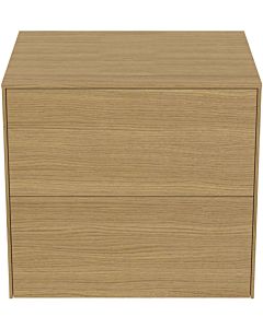 Ideal Standard Conca vanity unit T4321Y6 without cut-out, 2 pull-outs, 60x50.5x55 cm, Eiche hell veneer