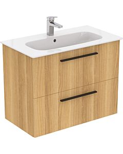Ideal Standard i.life A washbasin package K8744NX 84x46x64.5cm, 2000 tap hole, matt black handle, natural oak