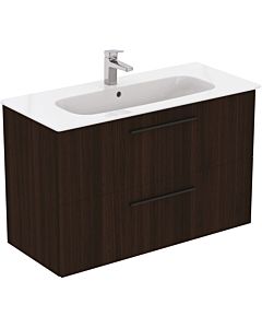 Ideal Standard i.life A washbasin package K8746NW 104x46x64.5cm, 2000 tap hole, matt black handle, coffee oak