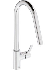 Ideal Standard Gusto kitchen tap BD414AA chrome, with high pipe spout and pull-out hand shower