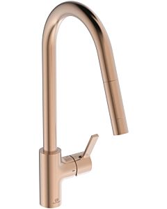 Ideal Standard Gusto kitchen tap BD414J4 sunset rose, with high pipe spout and pull-out hand shower