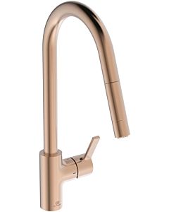 Ideal Standard Gusto kitchen tap BD416J4 sunset rose, with high pipe spout and pull-out 2-function hand shower