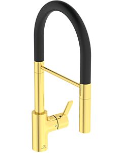 Ideal Standard Gusto kitchen tap BD417A2 brushed gold, with 2-function hand shower made of metal