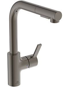 Ideal Standard Gusto kitchen tap BD420A5 magnetic gray, with pipe spout and pull-out 2-function hand shower