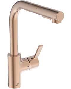 Ideal Standard Gusto kitchen tap BD420J4 sunset rose, with pipe spout and pull-out 2-function hand shower