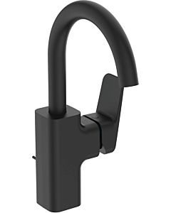 Ideal Standard CeraPlan mitigeur de lavabo BD235XG avec bec haut et orientable, noir soie, avec garniture de vidange en métal