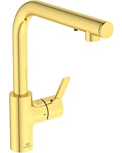 Ideal Standard Gusto wall kitchen mixer A7817A2 brushed gold, with sensor liquid soap dispenser, kit 2