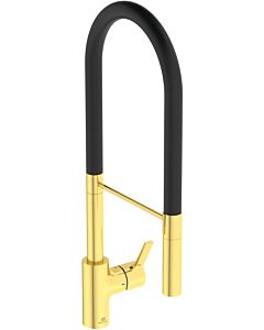 Ideal Standard Gusto kitchen tap BD421A2 brushed gold, with 2-function hand shower made of metal
