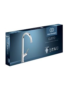 Ideal Standard Robinet de cuisine Gusto BD411AA chromé , avec bec haut carré