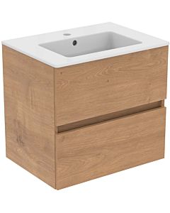 Ideal Standard Eurovit Plus washbasin furniture package R0572Y8 with base cabinet, Hamilton oak, 60cm
