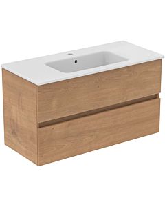 Ideal Standard Eurovit Plus washbasin furniture package R0575Y8 with base cabinet, Hamilton oak, 100cm