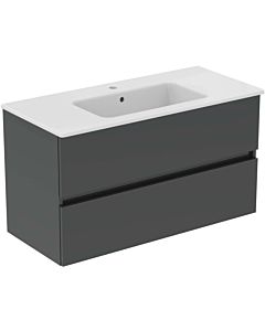 Ideal Standard Eurovit Plus washbasin furniture package R0575TI with base cabinet, high-gloss gray, 101cm