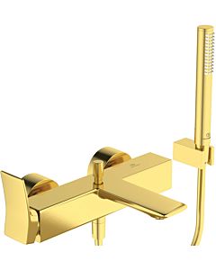 Ideal Standard Conca bath mixer BC763A2 exposed, bath mixer, exposed, with shower set, brushed gold