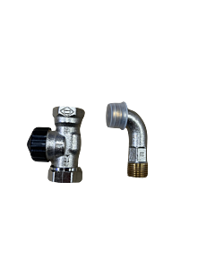 Heimeier Standard thermostatic valve body 2206-02.000 Rp 2000 /2xR 2000 /2, straight-through, gunmetal, nickel-plated, with elbow fitting