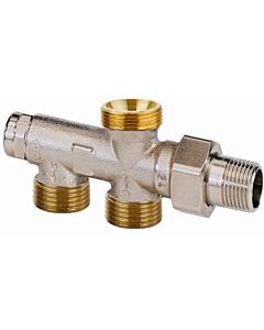 Heimeier Distributeur 2 tubes Duolux 3801-02.000 DN 15, avec obturation / préréglage, bronze nickelé