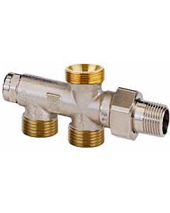 Heimeier Duolux Heimeier pipe distributor 3803-02.000 DN 15, 50/50, with shut-off, nickel-plated gunmetal