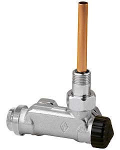 Heimeier EZ valve two-pipe system 3879-02.000 corner, DN 15, protection cap black, gunmetal nickel-plated
