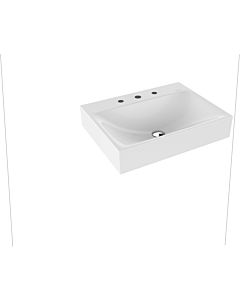 Kaldewei Silenio wall-mounted washbasin 904306273001 without overflow, 3 tap holes, 3044, 60 x 46 x 12 cm, white, pearl effect