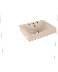 Kaldewei Silenio wall-mounted washbasin 904306033030 3044, 60 x 46 x 12 cm, bahama beige pearl effect, with overflow, 3 tap holes