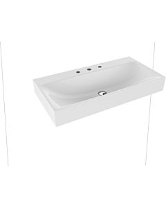 Kaldewei Silenio wall-mounted washbasin 904406273001 without overflow, 3 tap holes, 3045, 90 x 46 x 12 cm, white, pearl effect
