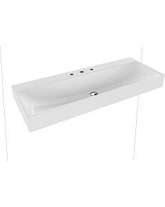Kaldewei Silenio wall-mounted washbasin 904506273001 without overflow, 3 tap holes, 3046, 120 x 46 x 12 cm, white, pearl effect