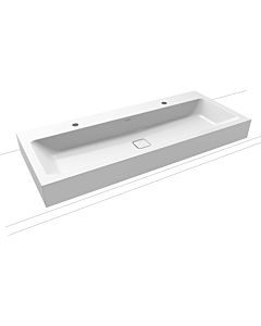 Kaldewei Cono Wall-mounted double washbasin 902706043001 120x50cm, without overflow, 2x1 tap hole, white pearl effect