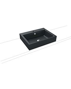 Kaldewei Puro washbasin 900706013715 3157, 60x46cm, catania gray matt, pearl effect, with overflow, 2000 tap hole