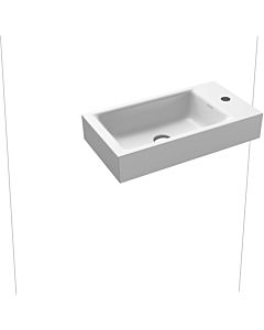 Kaldewei Puro Wall-mounted hand washstand 901206303711 right, without overflow, 1 tap hole, alpine Weis matt Perl effect, 55x30x10cm