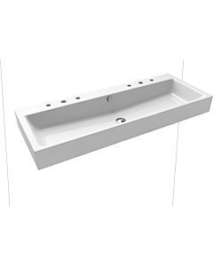 Kaldewei Puro wall double washbasin 906806053001 120x46x12cm, with overflow, 2x3 tap holes, white pearl effect