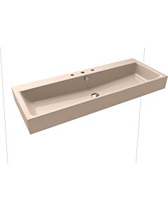 Kaldewei Puro wall-mounted washbasin 906806033030 3167, 120x46cm, bahamabeige pearl effect, with overflow, 3 tap holes