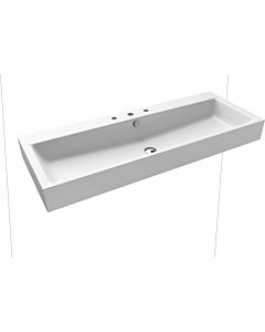 Kaldewei Puro wall-mounted washbasin 906806033711 3167, 120x46cm, alpine white matt pearl effect, with overflow, 3 tap holes