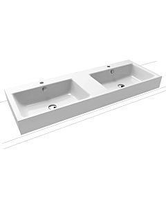 Kaldewei Puro double washbasin 907206043001 130x46x12cm, with overflow, 2x1 tap hole, white pearl effect