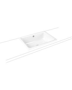 Kaldewei Cayono washbasin 913606003001 white pearl effect, 58x41.5cm, with overflow, tap hole