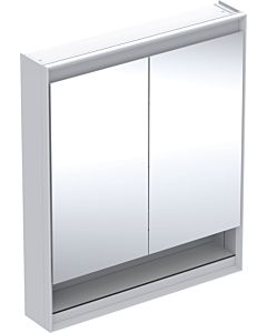 Geberit One armoire de toilette 505832002 75 x 90 x 15 cm, blanc/aluminium revêtu par poudre, avec niche et ComfortLight, 2 portes