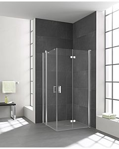 Kermi Diga half Diga entry swing door with fixed panel DIEPL09020VPK 90x200cm, on DW, silver high gloss, TSG clear clean, left