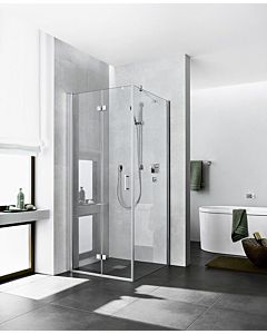 Kermi porte pliante Diga pour paroi latérale DI2SL078182PK 78x185cm, blanc , blanc sécurité trempé transparent, gauche, sur la zone de douche