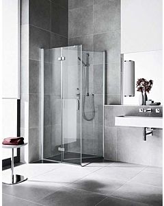 Kermi Diga movable side panel DITBL07018VAK 70x185cm, high-gloss silver, clear TSG, left, on shower tray
