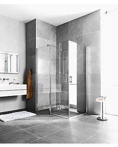 Kermi Diga entry half pendulum folding door with fixed panel DIF2L090182PK 90x185cm, white, TSG clear clean, left, on shower tray