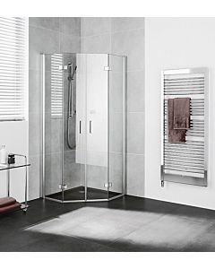 Kermi Diga 5-corner shower with pendulum folding door DIF4309018VPK 90x90x185cm, 437mm, silver high gloss, TSG clear clean