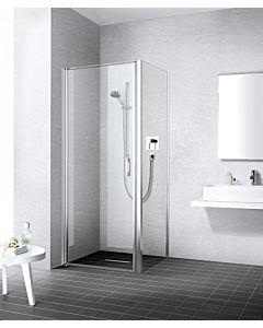 Kermi Liga swing door for side wall LI1WL08020VAK 80x200cm, silver high gloss, TSG clear, left, on shower tray