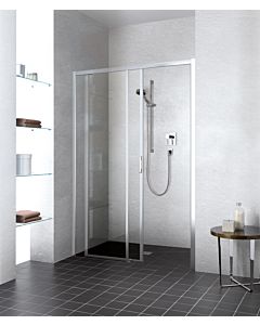 Kermi Liga door 2-part. floor-free with fixed panel LID2L110201AK 106-111x200cm, matt silver, clear tempered glass, left, on shower tray